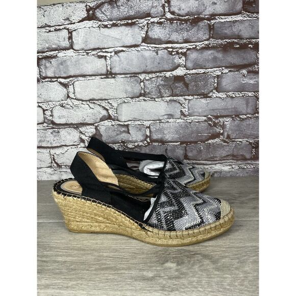 Vidorreta Metallic Silver Blue Rope Espadrilles Wedge Sandals Women 41EU/10.5US - Picture 3 of 16